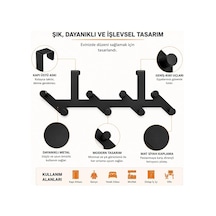8 Kancalı Metal Kapı Arkası Askı, Amerikan Kapı Arkası Çapraz Askılık, Mat Siyah Kapı Üstü Elbise Havlu Çanta Askısı, Delmeden Dolap Banyo Mutfak Organizeri 52 Cm Belirtilmemiş