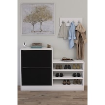 Anatolia 2 Kapak Kayar Raflı Ayakkabılık Siyah Beyaz Anatolia 2 Kapak Kayar Raflı Ayakkabılık Siyah Beyaz