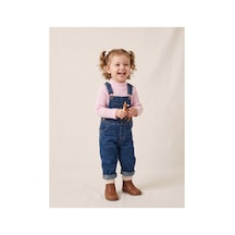 Deniva Kids Bebe Mavisi Fitilli Yarım Balıkçı Yaka Uzun Kollu Pamuklu Kaşkorse Badi / Body Pembe