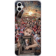 Samsung Galaxy A04 Uyumlu Anıtkabir Atatürk Portre Baskılı Silikon Kılıf Renkli