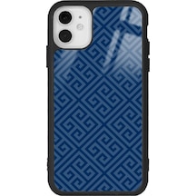 Apple Uyumlu iPhone 11 Blue Motif Tasarımlı Glossy Telefon Kılıfı Siyah