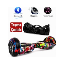 Elektrikli Kaykay Hoverboard 6.5 Inch Taşıma Çantalı Bluetooth Hoparlörlü Akıllı Denge - Rs-s5 Grafiti Mix