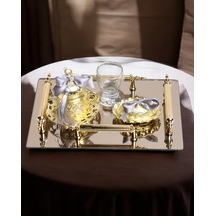 Reverence Gold Damat Fincan Kahve Tepsisi Gri