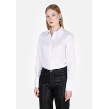 Colin's Colins Slim Fit Shirt Neck Düz Kadın Beyaz Uzun Kol Gömlek Cl1073416 Q1.v1 Wht Beyaz