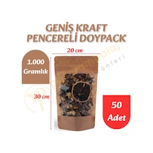 Geniş Kraft Pencereli Doypack 20x30x10 Cm 50 Adet