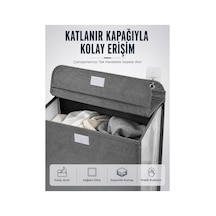 Kapaklı Duvar Tipi Kirli Çamaşır Sepeti Yer Tasarrufu Sağlayan Siyah Siyah