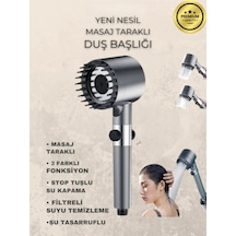Masajlı 5 Fonksiyonlu Filtreli Arıtmalı Duş Başlığı Ayarlanabilir Su Basınçlı Lüks El Duşu Siyah P Diğer