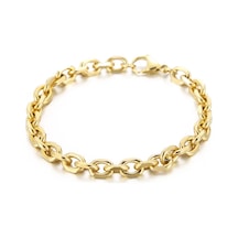 Kalen 6/10mm Curb Küba Zincir Erkek Paslanmaz Çelik Bilezik Dubai Altın Bağlantı Vermeıl 21cm