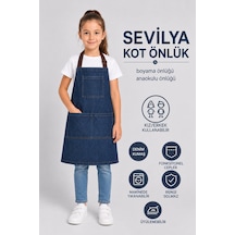 Çocuk Kot Mutfak Önlüğü Boyama Önlüğü Resim Önlüğü Anaokulu Önlüğü Lacivert