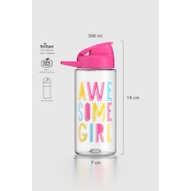 Renga Lidya Yazı Desenli 500 Ml Tritan Çocuk Matara 912036 Pembe Pembe