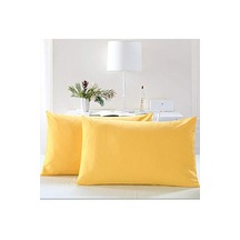 Sarı Renk Pamuk Saten Ikili Yastık Kıılıfı