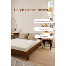 Damla 2 Başlıklı Masif Ahşap Karyola Ceviz 90x190