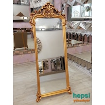 Vintage Madam Model Altın Renk Varaklı Ayaklı Boy Aynası Altın