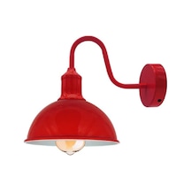 Riolight Vintage,rustik,retro Kırmızı-bordo Metal Otel,cafe,odaklar İçin Duvar Aplik Şapka Çapı:23cm Kırmızı