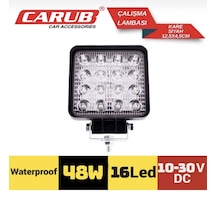 Carub 1 Adet Çalışma Lambası Sis Lambası 10-30v 48w 16 Led Kare