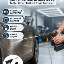 Kablosuz Basınçlı Yıkama Tabancası Köpük Şişeli 450psı Akülü Temizlik Cihazı