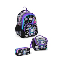 Coral High Kids Siyah Ayıcık Desenli 3'lü Okul Çanta Seti Set0133242