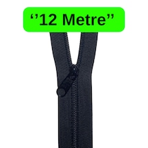 12 Metre Siyah Metrelik Fermuar + 12 Adet Siyah Fermuar Başlığı