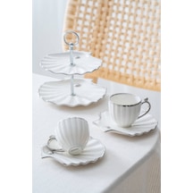 Acar Shelly 2 Kişilik Standlı Kahve Fincan Takımı Silver - 130 Ml Beyaz/silver