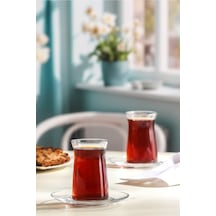 Lav Vera Cam Çay Seti 6 Kişilik 180 ml (6 Çay Bardağı, 6 Çay Tabağı)