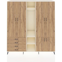 Kronos Dolap 14 Raflı 4 Çekmeceli Tek Askılı 220x59x243 Aytaşı-çam/çam Atlas Çam/atlas Çam