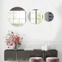 Decorıta Ayna - 3'Lü Takım Daire Ayna Şeffaf