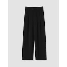Lcw Modest Siyah Geniş Paça Pileli Kadın Kumaş Pantolon
