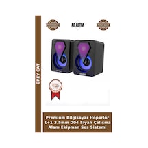 Premium Bilgisayar Hoparlör 1+1 3.5mm D04 Siyah Çalışma Alanı Ekipman Ses Sistemi