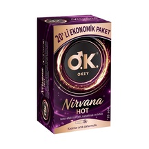 Okey Nirvana Ekonomik 20'li Hot Kondom - Rezervuar Uçlu, 142g 2'li Ekonomik Paket - 2 Adet Tarı