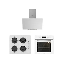 Silverline BO6502W02 - CS5335W02 - 3481 FLAM Beyaz Cam Ankastre Set