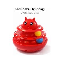 Hacıyatmaz Kedi Oyuncağı 3 Katlı Toplu Zeka Oyuncağı 20x21 Cm Devrilmez Interaktif Mama Oyuncağı