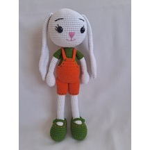 Amigurumi Yeşil Turuncu Uykucu Tavşan Oyuncak