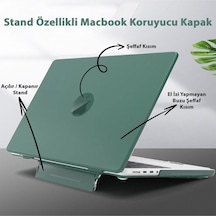 Apple Uyumlu MacBook Air 13.6" M2-m3 Çip 2022/2024 A2681 A3113 Standlı Şeffaf İz Bırakmayan Koruyucu Kapak