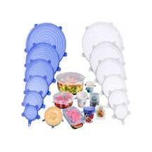 6 Lı Esnek Silikon Streç Kapak Seti Plastik Çok Renkli Diğer