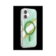 Onegif Apple İphone 17 Lotus Simli Magsafe Kapak - Yeşil