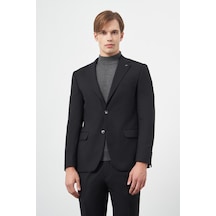 İmza Siyah Armürlü Mono Yaka Tam Astar Esnek 6 Drop Slim Fit Classic Takım Elbise 1001245175 Siyah