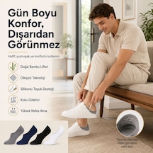 Erkek Bambu 8 Li Babet Çorap Görünmez No Show Dikişsiz Silikon Topuklu Çok Renkli