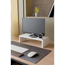 Ergonomik Masaüstü Monitör Yükseltici Ve Klavye Saklama Standı - Masa Üstü Düzenleyici Raf 45x20x11 Cm Beyaz