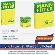 Netparset Dacia Sandero 1.0tce 100 2021- Mann 3'lü Filtre Seti Karbonlu Polen -h4d -