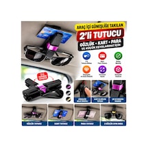 Araç İçi Güneşliğe Takılan 2'li Gözlük,kart,para Takmalık Aparat Açık Mavi