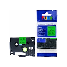 Puun Brother P-Touch TZE-D31 12MM x 8m Fosforlu Yeşil Green Üzeri