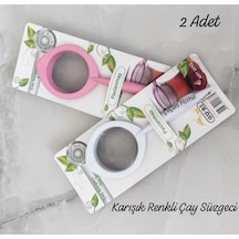 2 Adet Karışık Renkli Plastik Saplı Çay Süzgeci , Mini Süzgeç 15 Cm Plastik Diğer
