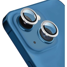 Forzacase İphone 14 İle Uyumlu Kamera Camı Lens Koruyucu Halka Seti - Fc381 Gümüş