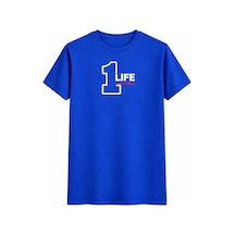1 Lıfe Tasarım Baskılı Oversize Unisex Tişört %100 Pamuk Unisex Street Style Yazlık T-shirt Saks Mavi