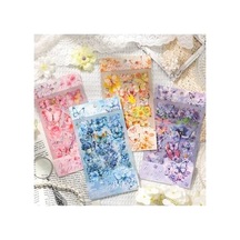 Kolbi Craft 4 Sayfa 60 Adet Şeffaf Pembe Kelebek Çiçek Sticker Bullet Journal Scrapbook Laptop Ajanda Planlayıcı Abanoz