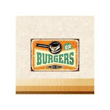Burgers Retro Ahşap Poster Çok Renkli - 743297654 Çok Renkli