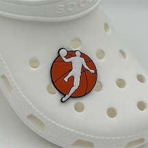 Crocs Terlik Süsü Ve Aksesuarı , Çanta Süsü Renkli Jibbitz Jordn Basket 03 Görselli Figür Aksesuarı Turuncu-siyah-beyaz