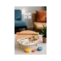 Çocuk 26 Cm Ahşap Hamur Açma Masası Mini Oklava İle Oyun Hamuru Tahtası714536