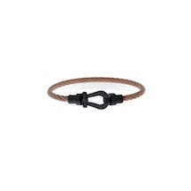 Unisex Rose Renk Siyah Toka Detay Çelik Bileklik 17 Rose Gold