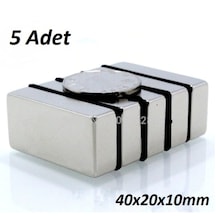 5 Adet 40mm X 20mm X 10mm Köşeli Süper Güçlü Neodyum Mıknatıs